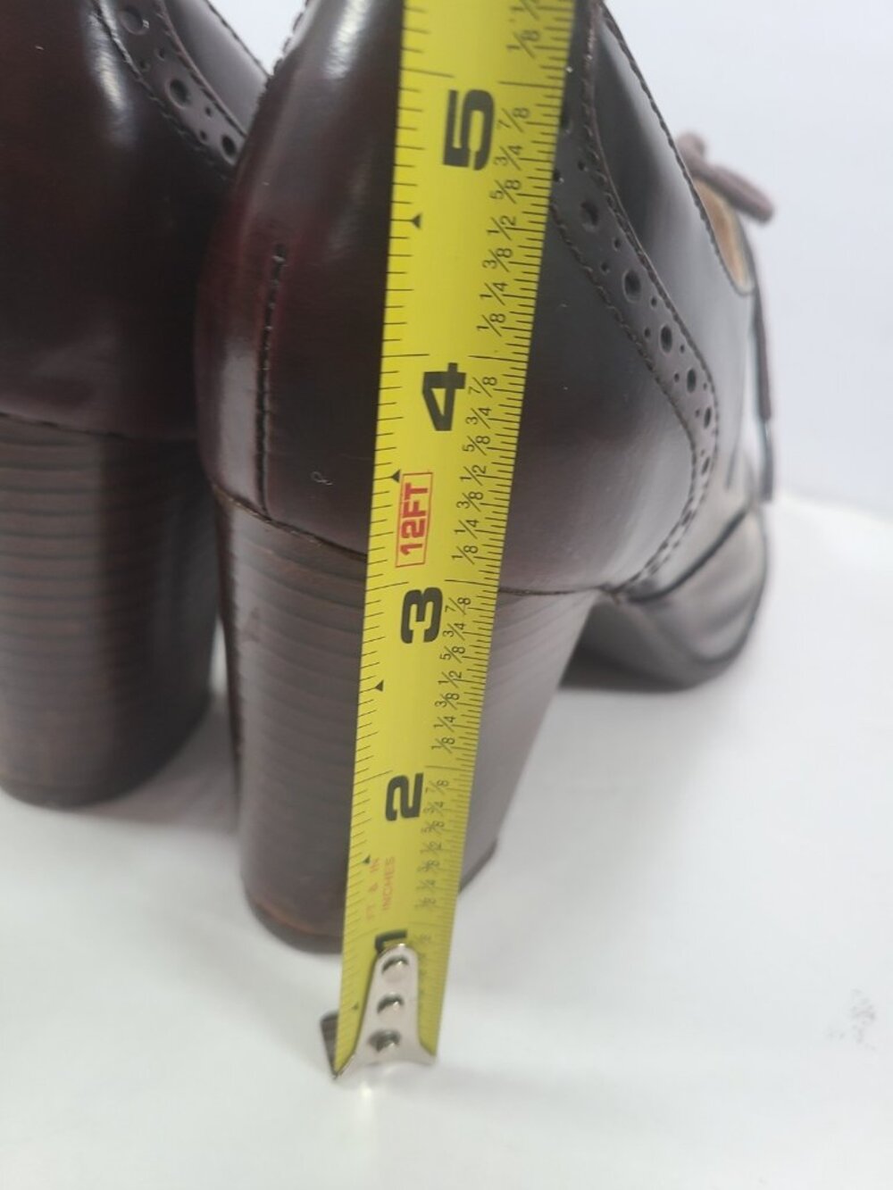 Clarks Artisan Ciera Pier Burgundy Brogue Heels  Brine Oxblood US 8 Wingtip - Picture 5 of 9